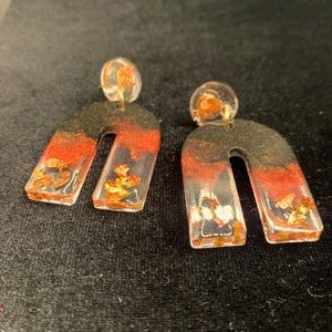 Resin Earrings. “On Fire”
